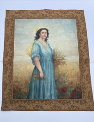 19th CENTURY PAINTING ANTIQUE LARGE ESTATE HEIRLOOM PORTRAIT LANDSCAPE 55 INCHES
