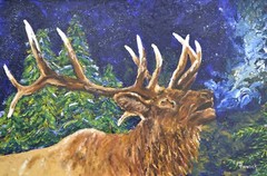 SALE Bull Elk,trophy,antlers,original,oil,painting,wall art,bugling,woods,hunt