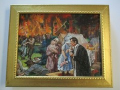 PAINTING VINTAGE ICONIC PORTRAIT RELIGIOUS ICON IMPRESSIONISM LANDSCAPE BATTLE