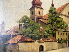 ::ÖLGEMÄLDE HAUS BAROCK GASTWIRTSCHAFT TSCHECHIEN TSCHECHEI UM 1900 ALTSTADT