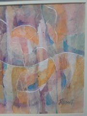 Gouache Multi Media Signed By Don Trout Artist 14 x 14 Matted „Music Tones“