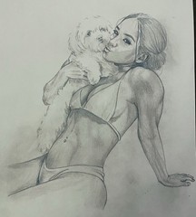 Original Fine Art Woman’s Portrait Pencil Drawing 8×11