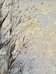 Original Oil Painting Framed 6x4in Winter Street Snowy Cityscape Signed