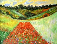 Claude Monet Repro Oil Painting – Field-of-Poppies-at-Giverny – size 38″x30″