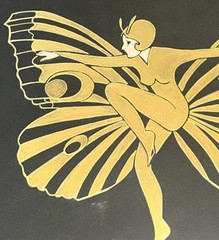 VTG Original Di Kaye ART DECO BUTTERFLY LADY erte Style Watercolor 22×25” Framed