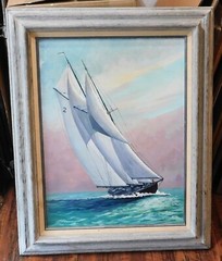 HOWARD LAYTE OIL VINTAGE PAINTING SAILBOAT