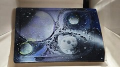 Planets In The Galaxy Spray Paint Art 10×13 Inch Canvas Signed
