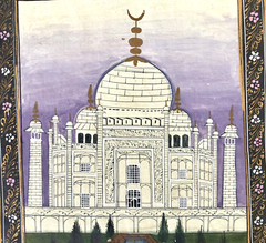 Taj Mahal Linen Painting Indian Palace Architecture Art World Travel Landmark