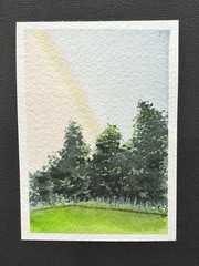 Original Watercolor ACEO Landscape “Rainbow Over Arkansas” Signed, Dated OOAK