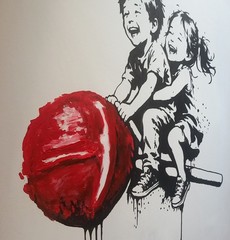 Original street art painting urban art canvas in Banksy style unique hand painted