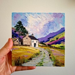 Ireland Original Painting Irish Cottage Oil Painting Unframed 6х6