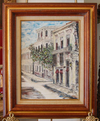 FRAMED SIGNED ORIGINAL OIL STREET SCENE VIEW OLD HAVANA, CUBA ARTIST HECTO VIDAL