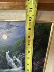 Moonlight Waterfall Landscape Framed Painting On Canvas-Signed