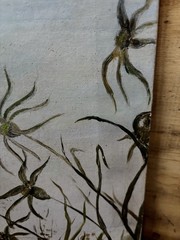1900’s OIL canvas SIGNED Birds 36×14 unframed ORIGINAL