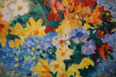 VTG FRAMED ORIGINAL OIL STILL LIFE OF MULTICOLOR FLOWERS ON VASE #2 ARTIST: MIMI