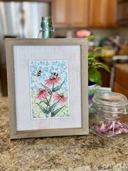 Bee And Daisy Painting, Small Art, 4×6”, Heartfelt_by_robin, Aceo, Bumblebee