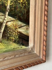 SAMUEL BARA ANTIQUE EUROPEAN LANDSCAPE OIL PAINTING OLD VINTAGE COTTAGE HOUSE 61