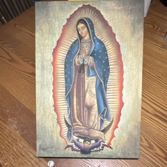 Tacuilcalli Virgin Mary Realism Religious Painting Mexican Canvas Signed