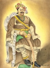Miniature Portrait Painting Of Hindu Rajput Maharaja Gouache Art 10×13 Inches