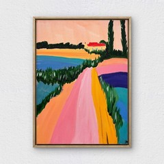RiverRunArt Original Landscape 12×16 Abstract Acrylic Painting Mountains Canvas