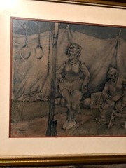 Signed Illustration Art Painting Circus / Side Show France ’50s Nicolas Eekman