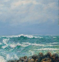 Anastasia Woron :“ Atlantic Tenerife “ -óleo Original Signed (13 13/16×10 5/8in