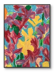 Abstract Bright Pink Yellow Tropical Wedding Flowers Canvas Art Original 11×14