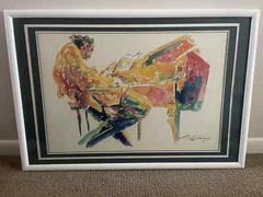 New Orleans Artist Michael Smiroldo Framed Water Color Jazz Pianist 36″ X 28″