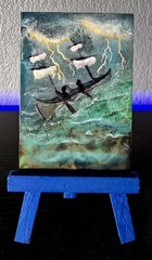 Aceo Original Painting, Stormy Sea