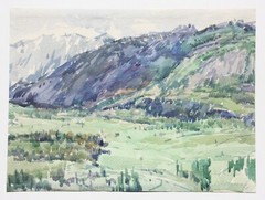 Spring in the Alps, High Mountains, Signed „Mommel“, Dated 1920