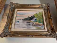 Signed Fran Evans Oil Painting „tranquil afternoon“ Framed 18.5″ x 15.5″ x 2.75″