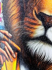 Jozza „Yellow Rolex!“ | Huge Original Painting with Diamond Dust | 60×48″ | Lion