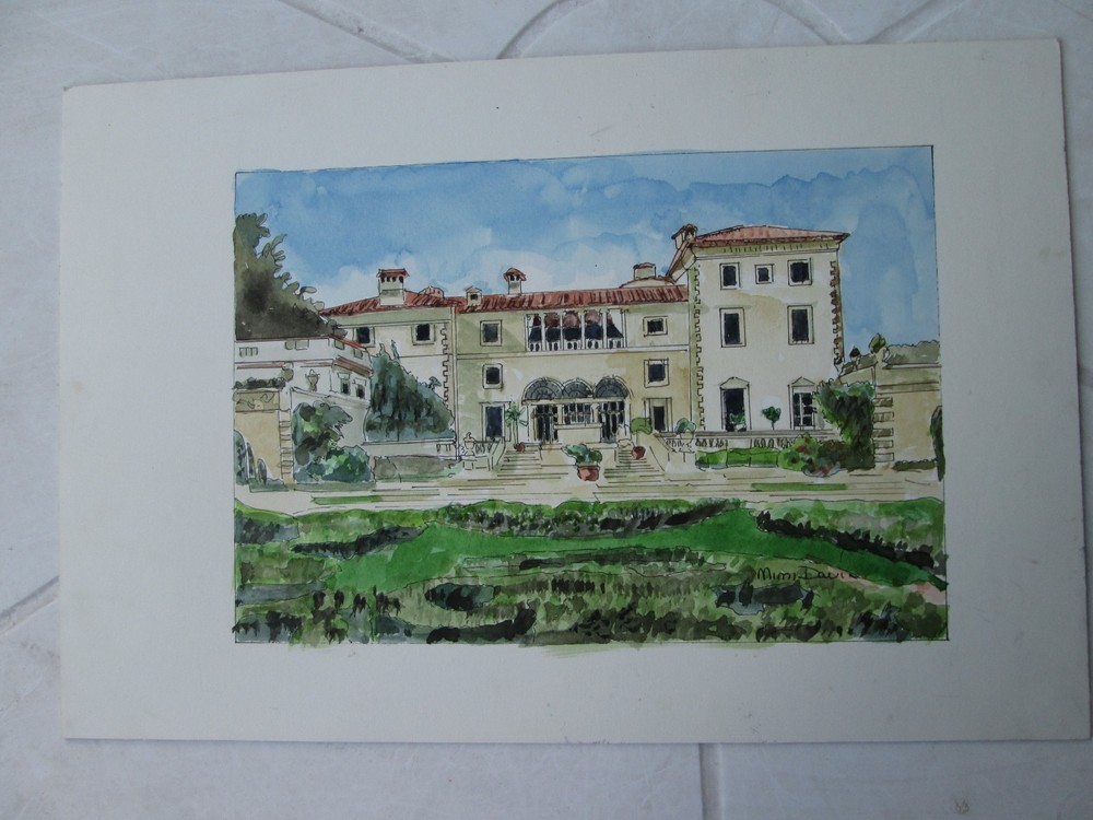 MIAMI, FL, VIZCAYA II, Orig. W/C /10″ x 15″ (image 7″h x10 1/4w),Mimi Davis, Art