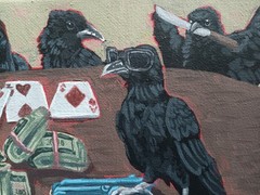 Original Birds Crows Acrylic Canvas 10in X 8in Unframed Signed By S.p.paintings