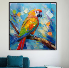 ORIGINAL Oil PAINTING on Canvas Parrot 12×12 in Textured Artwork Custom Order