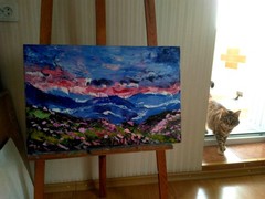 Appalachian Flowering Montains Original Oil impasto Painting Canvas Landscape
