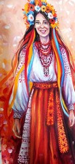 Ukrainian Woman Beauty, Original Women Painting, Ukraine Art Portrait