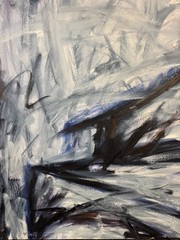 Huge Edweena Brennan „Abstract Composition Scene“ Oil Painting – Signed/Framed