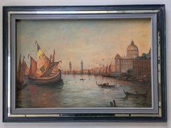 PAUL PASCAL (1839-1905) ORIGINAL FRENCH ANTIQUE VENICE CANAL SCENE OIL PAINTING