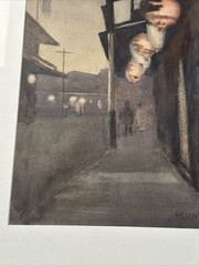 Antique California Painting China Town Impressionist Night Helen Coan Rare 1920