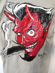 2003 COOP TRIBUTE SHIRT BY ARTIST WEBSTER SATAN DEVIL WITH CIGAR POP ART GRAPHIC