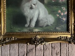 Beno Boleradszky ( 1885- ) – White persian cat – Antique painting