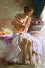 High Quality Oil painting beautiful girl Handmade on canvas wall decor Art 36”