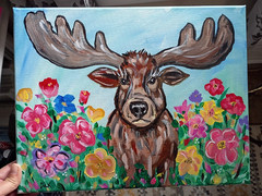 Floral Moose 11×14 Canvas Original Art Expressionism Alaska Animals Abstract