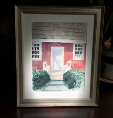 Original Watercolor & Pencil Painting – „Two Benches“ Ithaca, NY – Signed