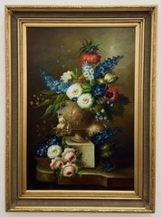 Stunning Vintage Oil On Canvas Renaissance Still Life Painting Signed & Framed