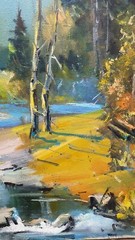 Oil painting Spring Ukrainian painter Canvas Framed Decor original landscape art