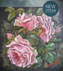 ANTIQUE PINK VINTAGE ROSE Original TEXTURED IMPASTO OIL Painting Floral Art Gift