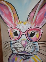 Geek Bunny Pastel 11×14 Canvas Original Art Expressionism Abstract Cute Animals