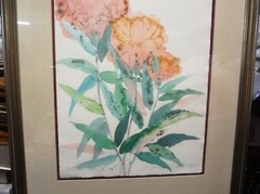 1989 MAUI HAWAII artist MARGARET BEDELL signed framed ARTWORK- FAMILLE VERTE IV